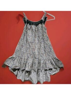 Petite Hailey Girl's Dress Size 8 Blue Cotton Floral Ruffles High-Low #H